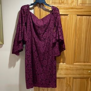 Chelsea28 Burgandy off the shoulder lace dress, size 12